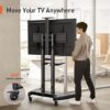 Perlegear Mobile TV Stand, Rolling TV Cart for 55-90 inch Flat/Curved TVs up to 200 lbs, Adjustable Rolling TV Stand with Camera Shelf, Floor TV Stand on Wheels - Image 3