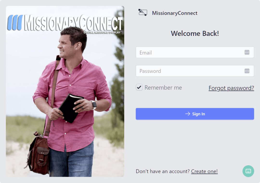 missionaryconnect login screen for digital missions display image