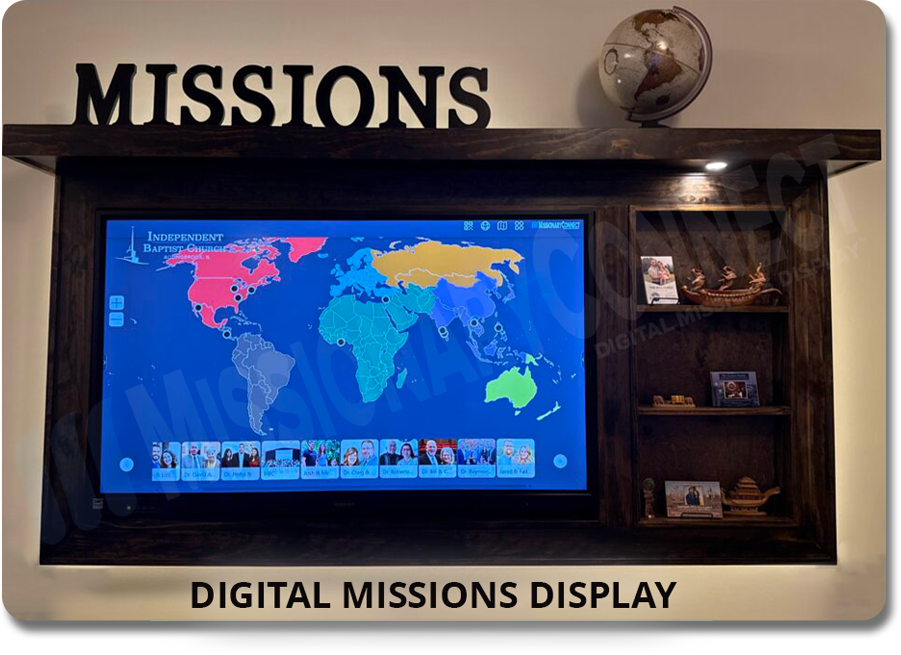 missionaryconnect software running on 65 inch touchscreen panel by digital missions display the leader in missions presentations image