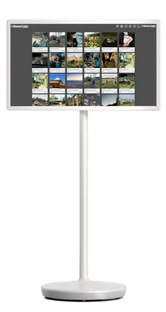 missionaryconnect software on 32 android kiosk stand card view