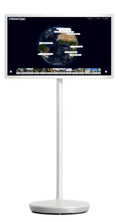 kiosk-32 globe-missionaryconnect digital missions display